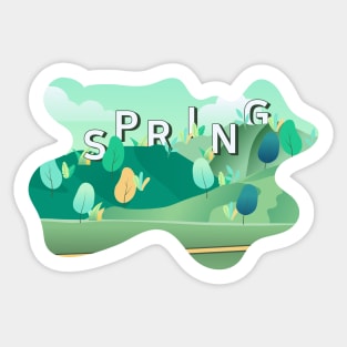 spring landscape flat illustration Sticker